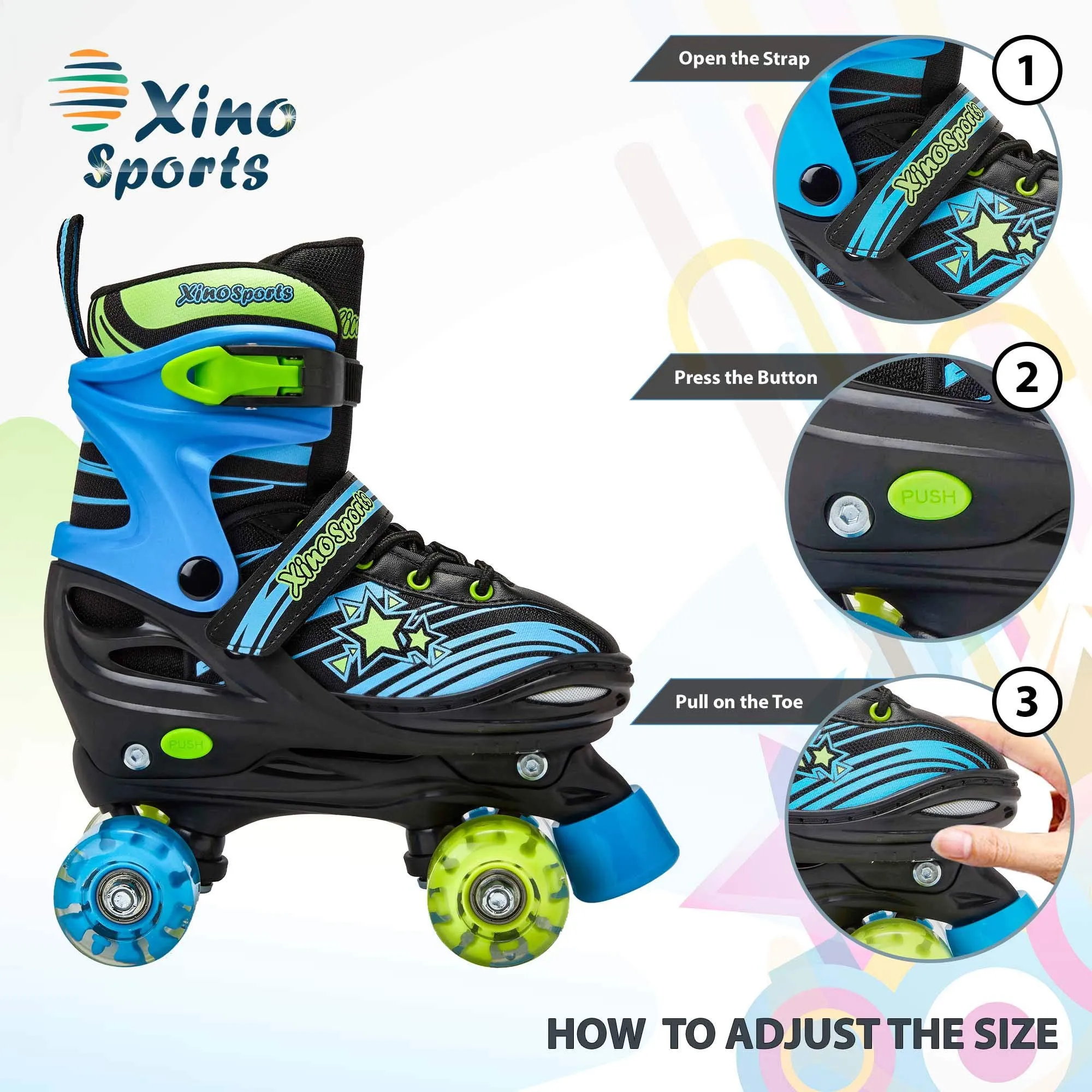 Adjustable Roller Skates for Boys, Girls | Light-Up Wheels