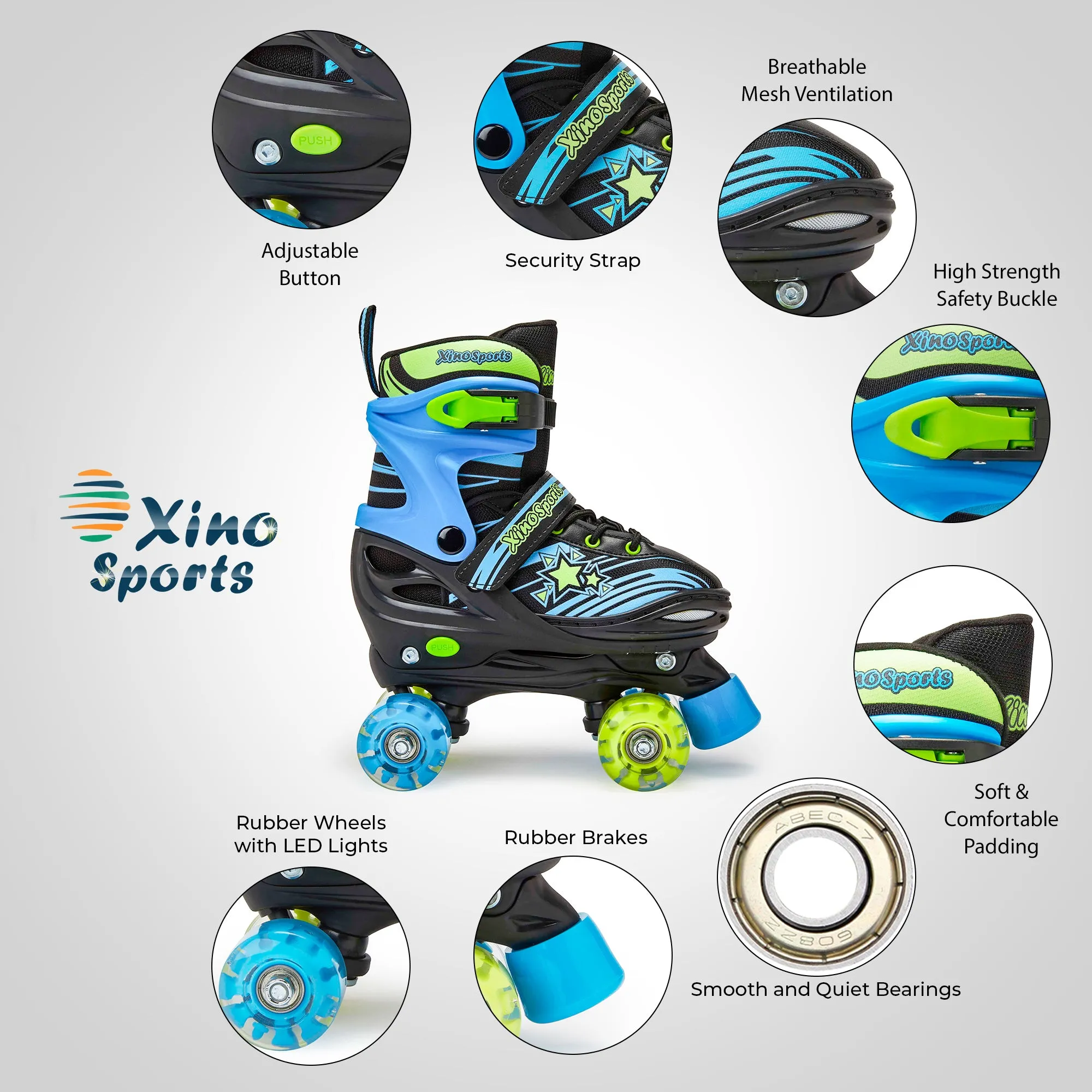 Adjustable Roller Skates for Boys, Girls | Light-Up Wheels