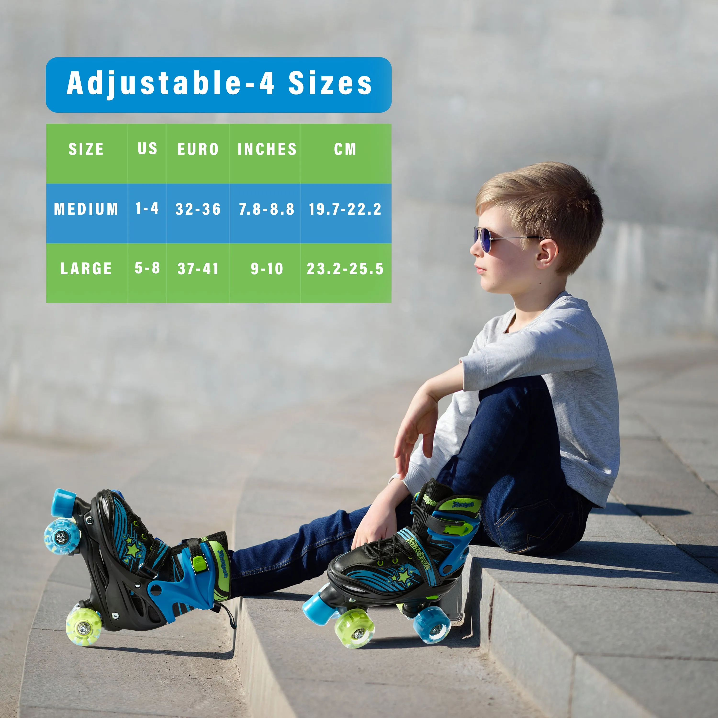 Adjustable Roller Skates for Boys, Girls | Light-Up Wheels