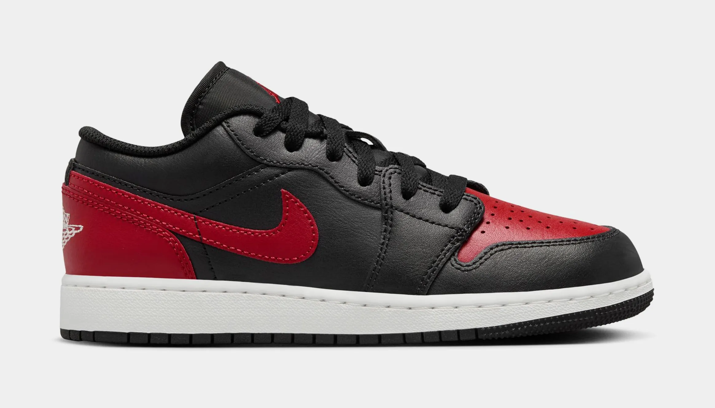 Air Jordan 1 Low Grade School Basketball Shoes (Black/Varsity Red/Summit White)