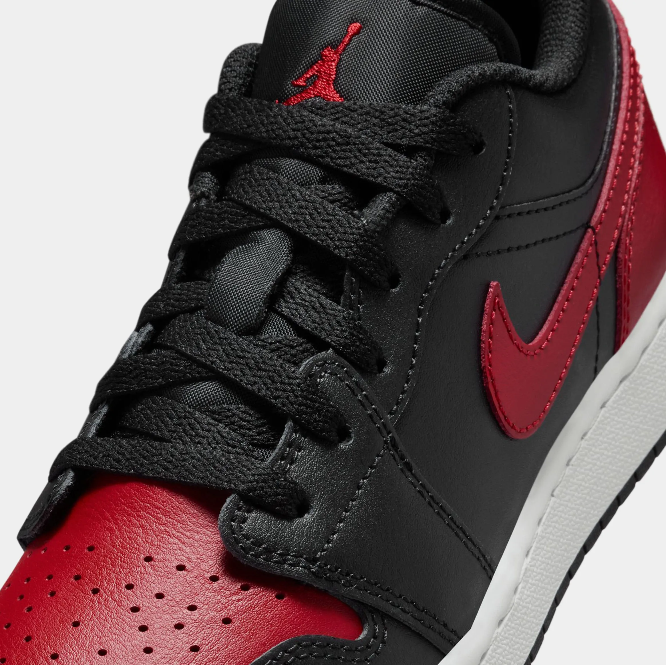 Air Jordan 1 Low Grade School Basketball Shoes (Black/Varsity Red/Summit White)