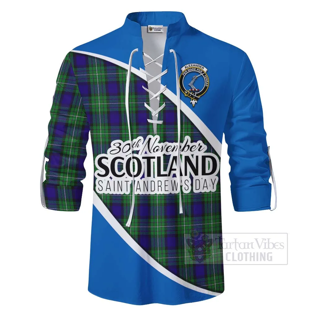 Alexander Family Crest Tartan Ghillie Kilt Shirt Celebrate Saint Andrew's Day in Style