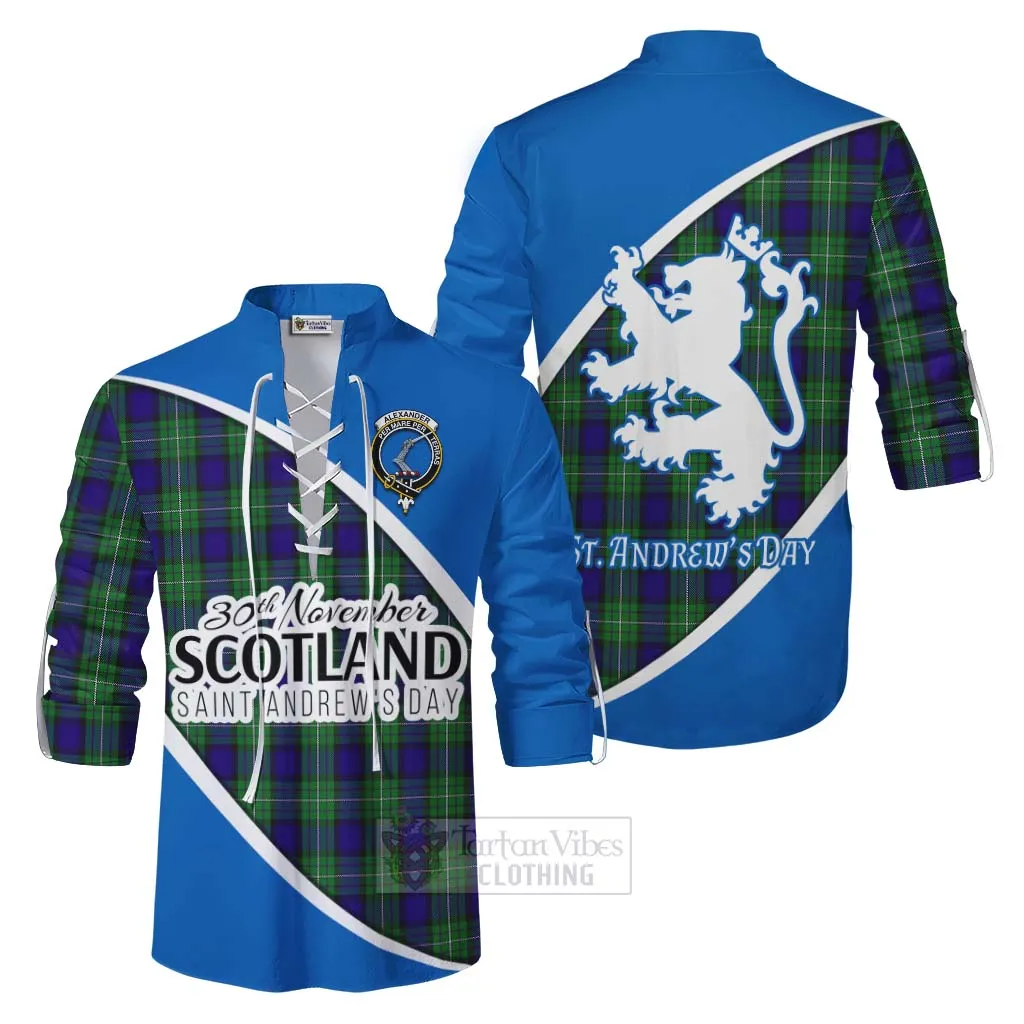 Alexander Family Crest Tartan Ghillie Kilt Shirt Celebrate Saint Andrew's Day in Style
