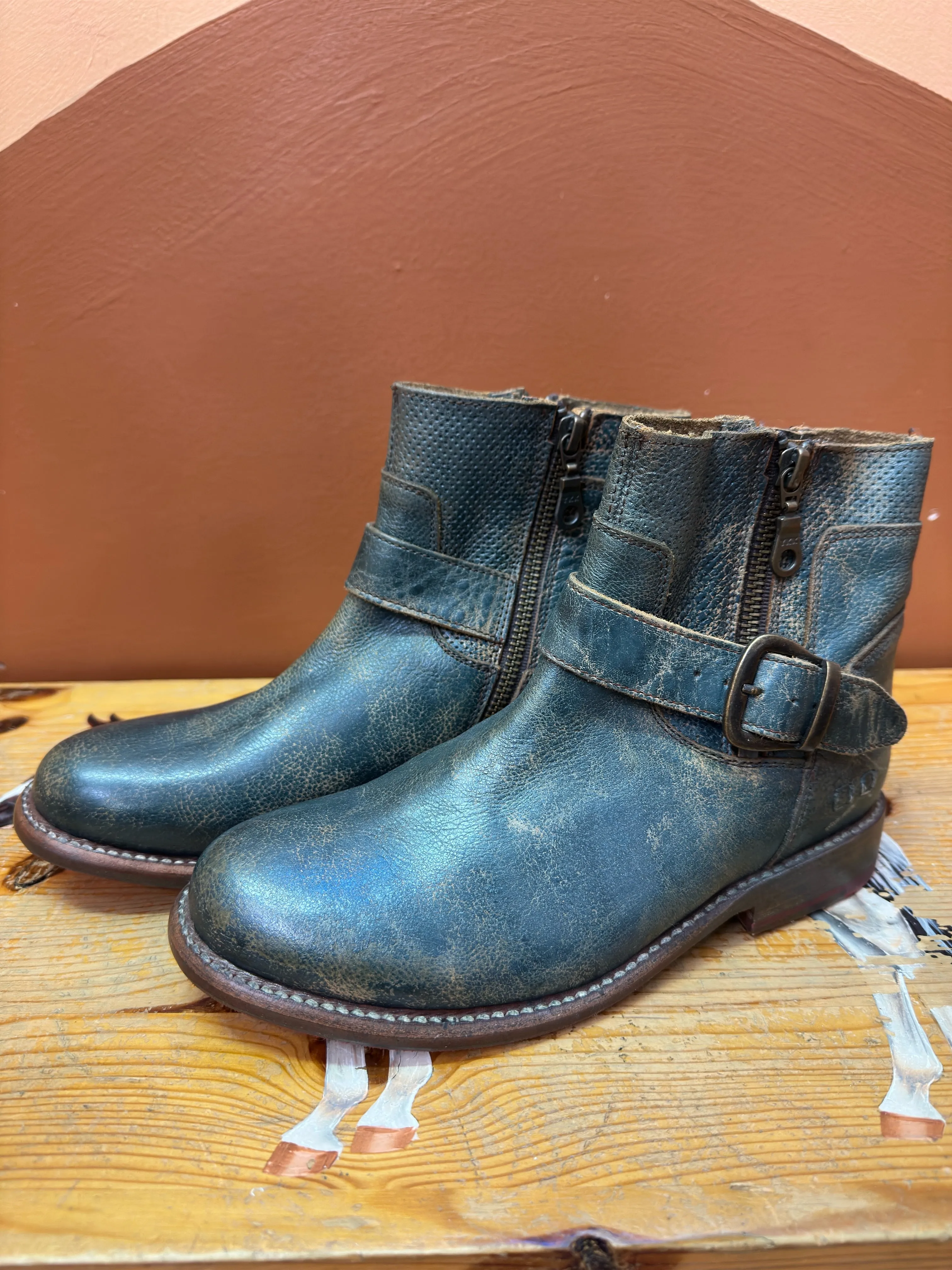 Bed Stu Women's Becca Dark Teal Lux Leather Mason Short Boots F321118