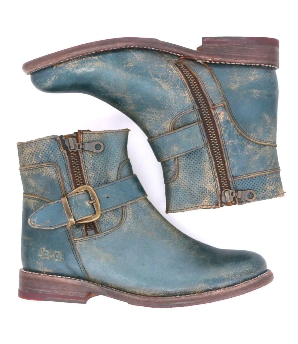 Bed Stu Women's Becca Dark Teal Lux Leather Mason Short Boots F321118