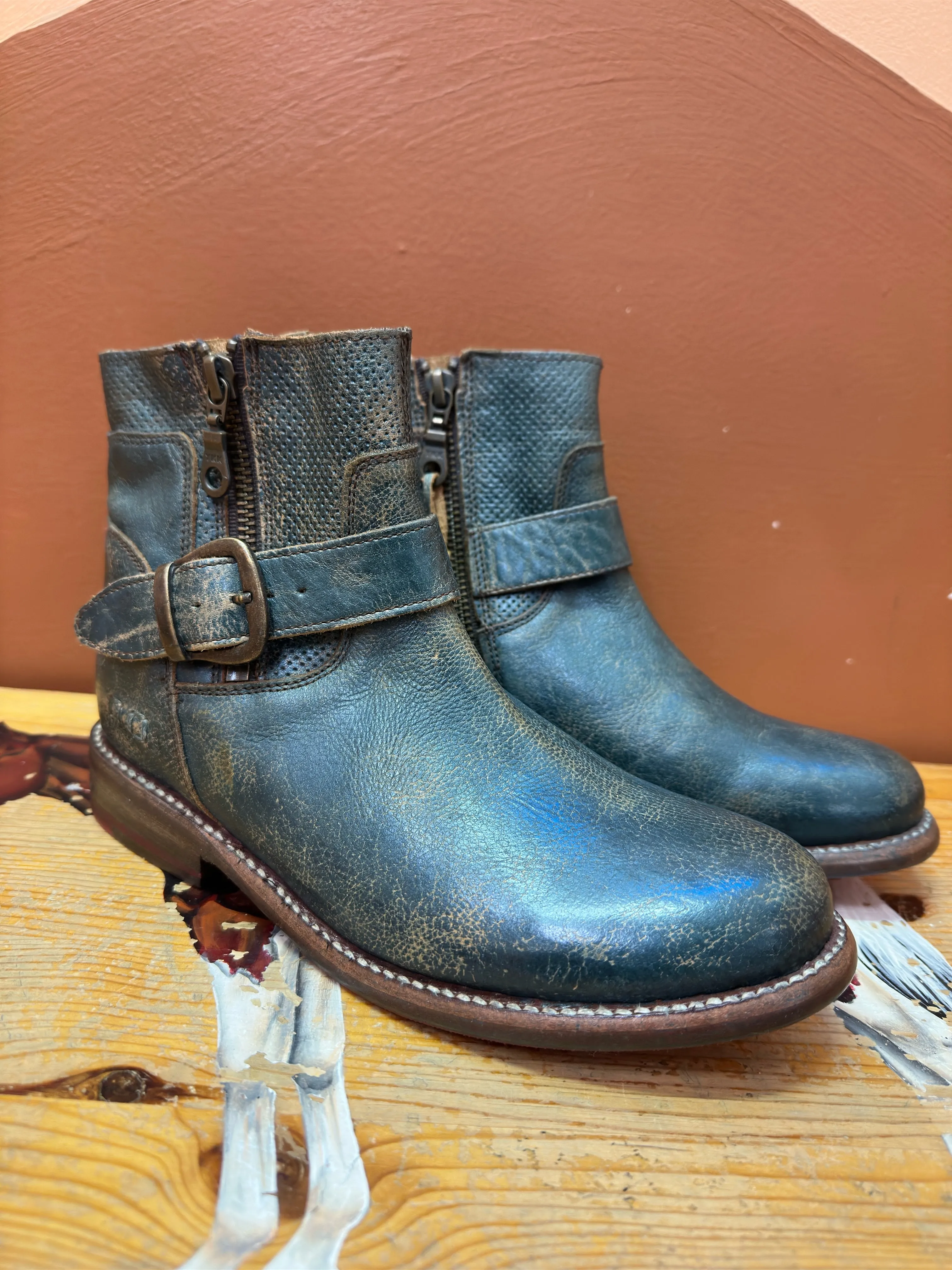Bed Stu Women's Becca Dark Teal Lux Leather Mason Short Boots F321118