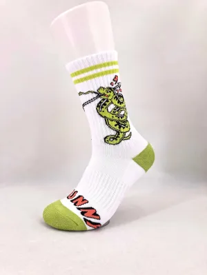 Brunny Hardcore Gero Gero Skate Socks: Green on White