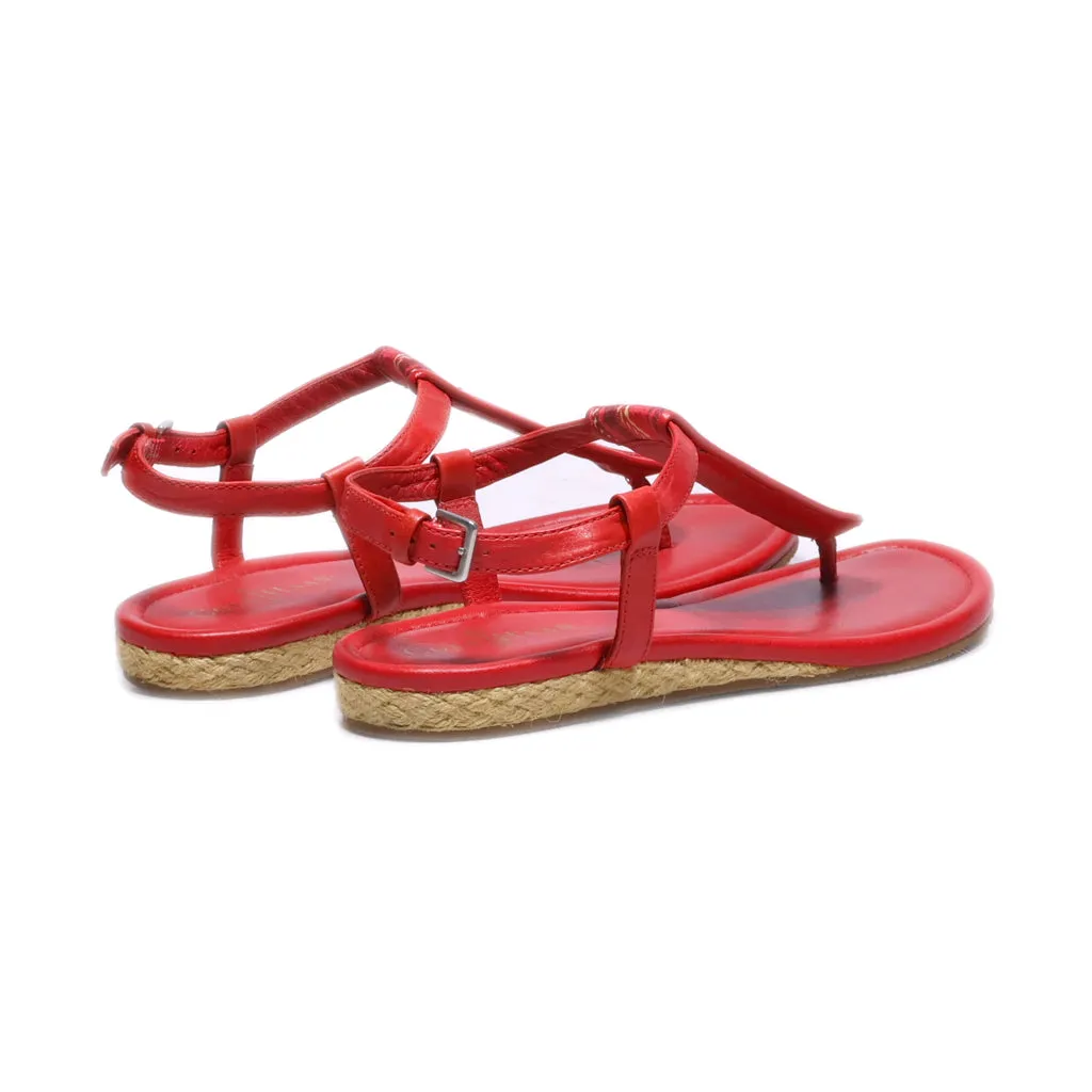 Cole Haan Flat Sandals Leather Red Colour For Women