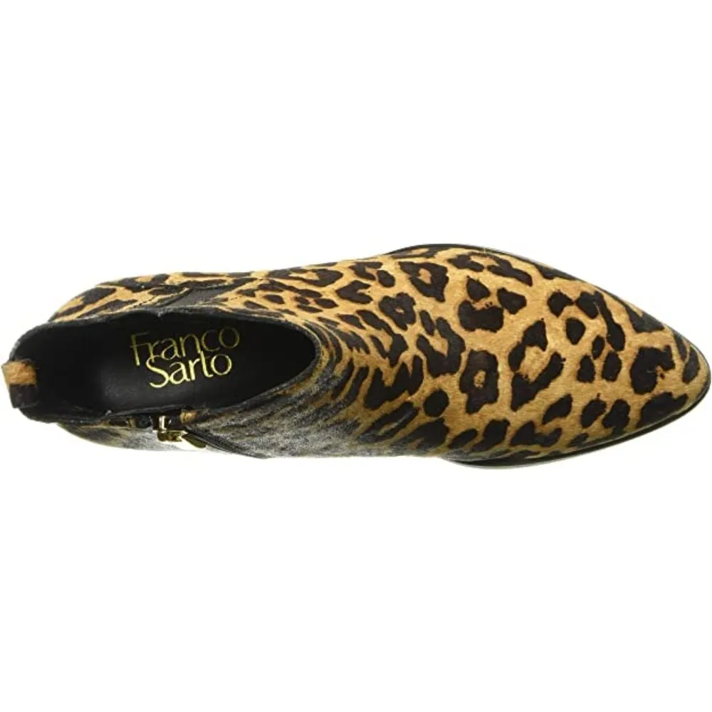 Domingo Camel Leopard Calf Hair Franco Sarto Ankle Boots