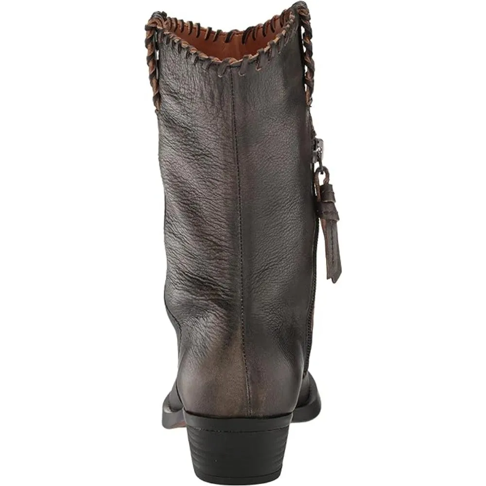 Lance Black Leather Franco Sarto Cowboy Ankle Boots