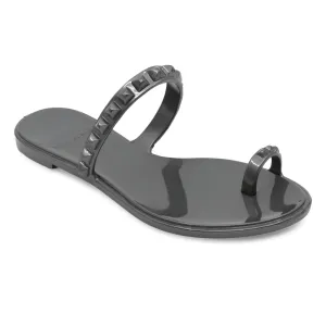 Maria Flat Sandal Gunmetal- Metallic Jelly