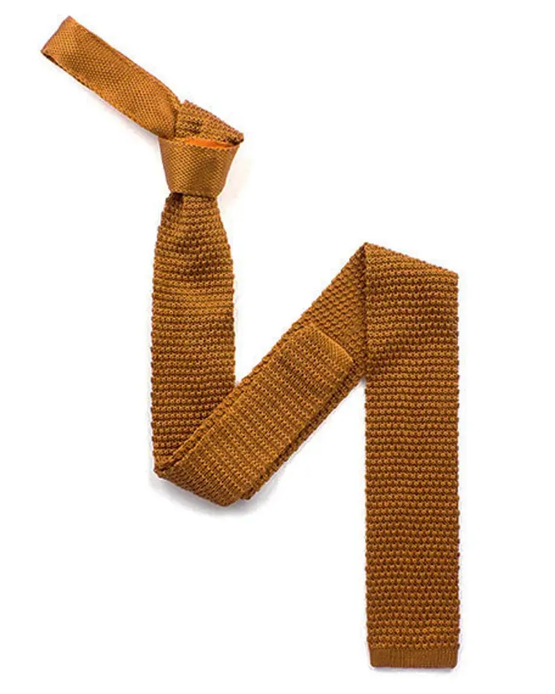 Mustard Knitted Silk Tie