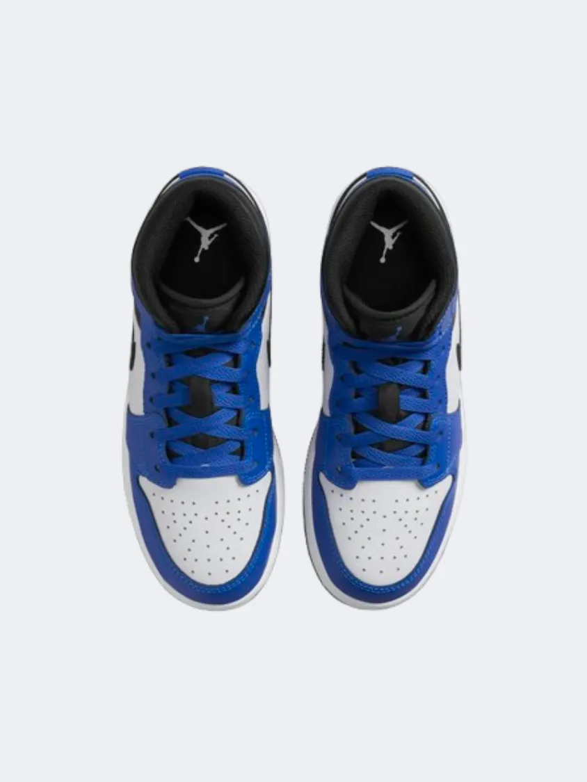 Nike Air Jordan 1 Mid Boys Basketball Shoes Royal/White/Black