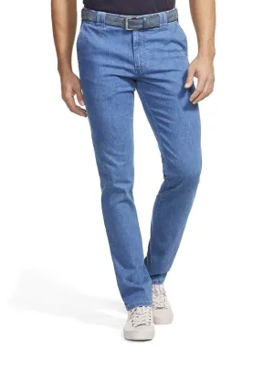 Oslo Coolmax Stretch Waist Denim Trousers - Light Blue