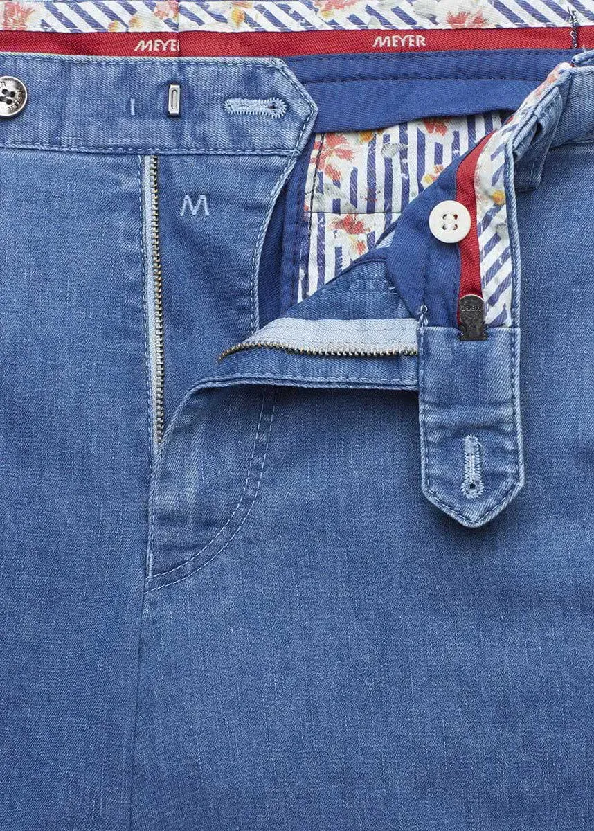Oslo Coolmax Stretch Waist Denim Trousers - Light Blue