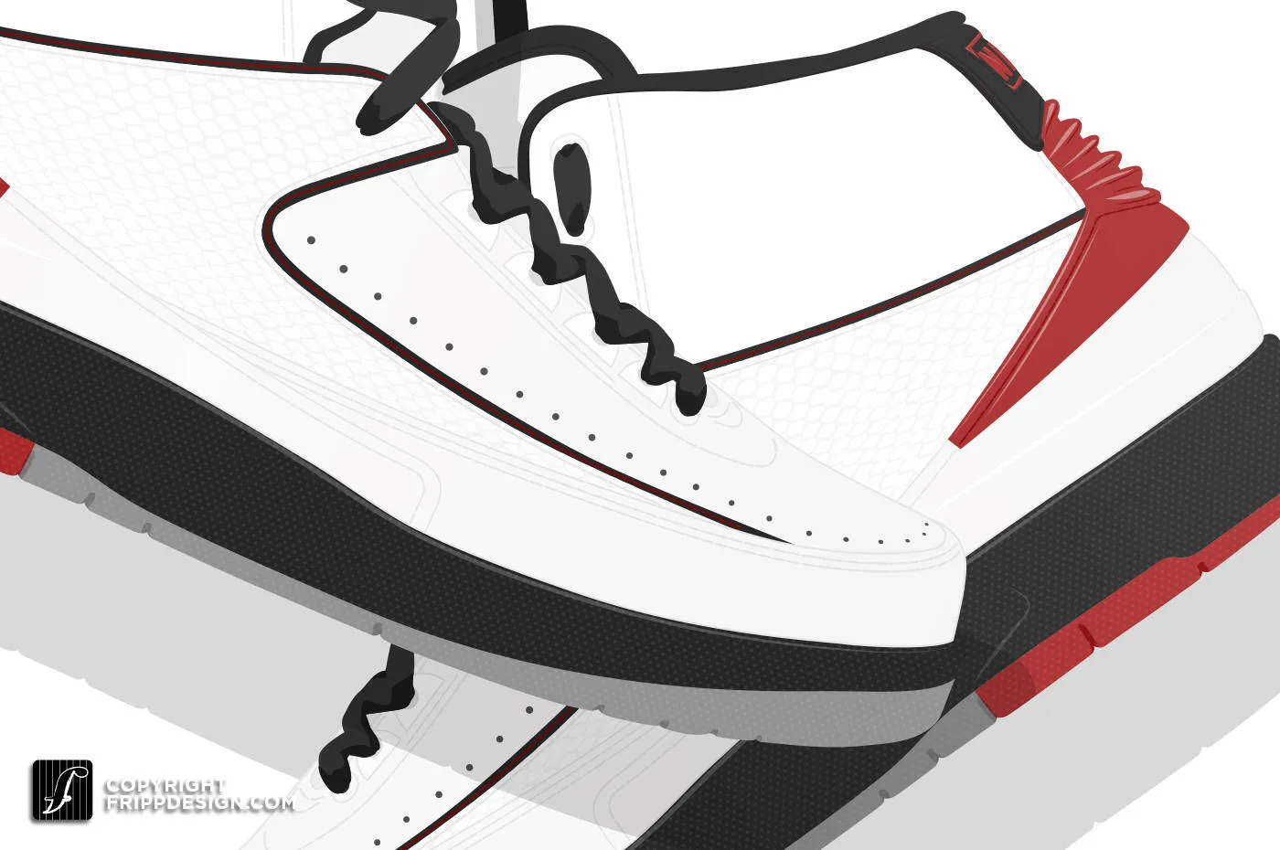Retro G.O.A.T "2" Vintage Hanging Kicks Illustration - Sneaker Wall Art