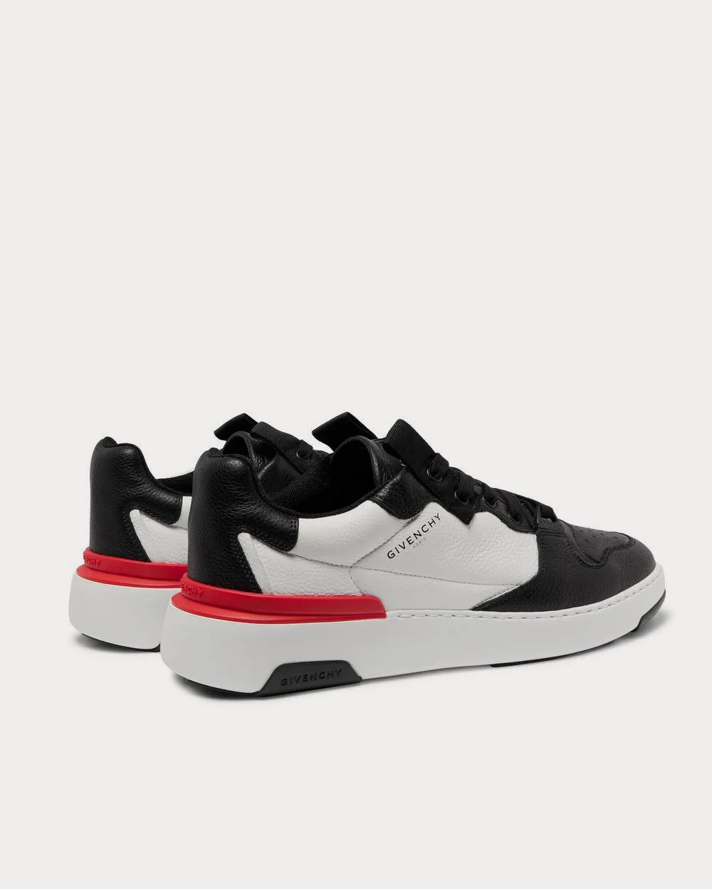 Wing Grosgrain-Trimmed Full-Grain Leather  White low top sneakers