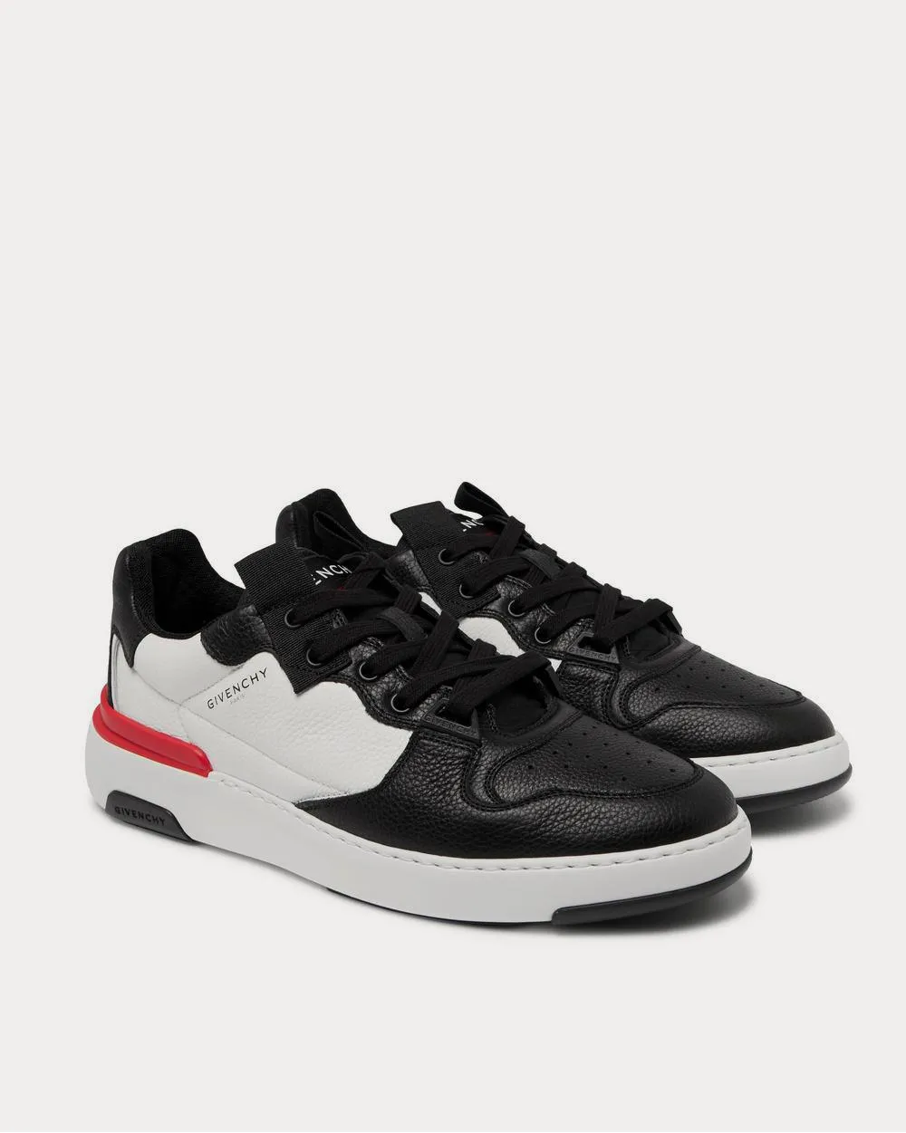 Wing Grosgrain-Trimmed Full-Grain Leather  White low top sneakers