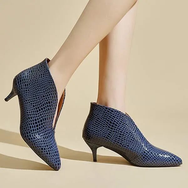 Women'S Pointed Toe V Mouth Snakeskin Nude Boots 87922386C