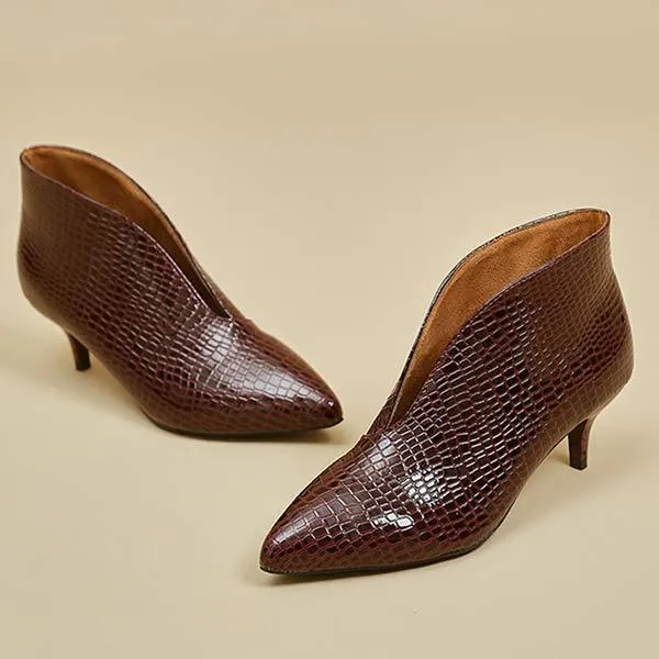 Women'S Pointed Toe V Mouth Snakeskin Nude Boots 87922386C