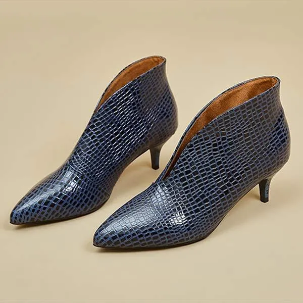 Women'S Pointed Toe V Mouth Snakeskin Nude Boots 87922386C