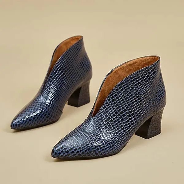Women'S Pointed Toe V Mouth Snakeskin Nude Boots 87922386C