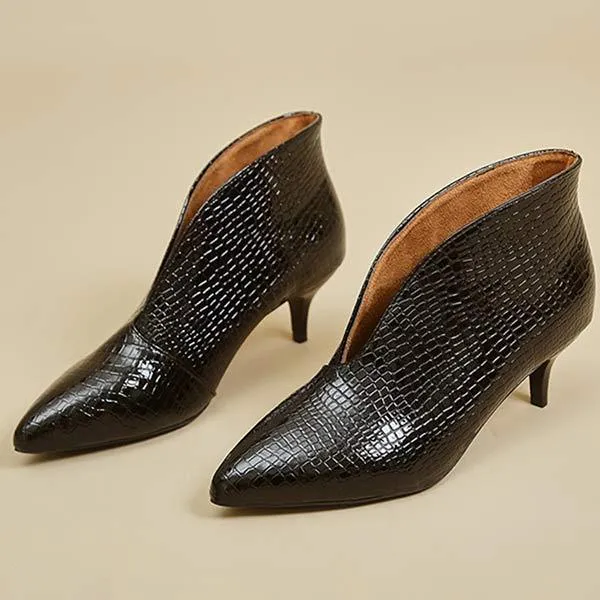Women'S Pointed Toe V Mouth Snakeskin Nude Boots 87922386C